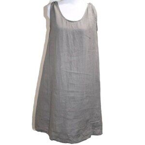 Cartoon Germany Women's Linen Dress Tie Neck Pullover Sleeveless Midi Khaki M